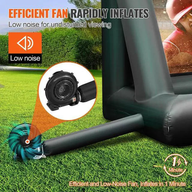 Alt view image 3 of 6 - Inflatable Projector Screen for Outdoor Use with 350W Air Blower, Oxford Fabric Material, Supports Front/Rear Projection,Black