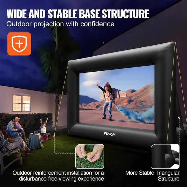 Alt view image 5 of 6 - Inflatable Projector Screen for Outdoor Use with 350W Air Blower, Oxford Fabric Material, Supports Front/Rear Projection,Black