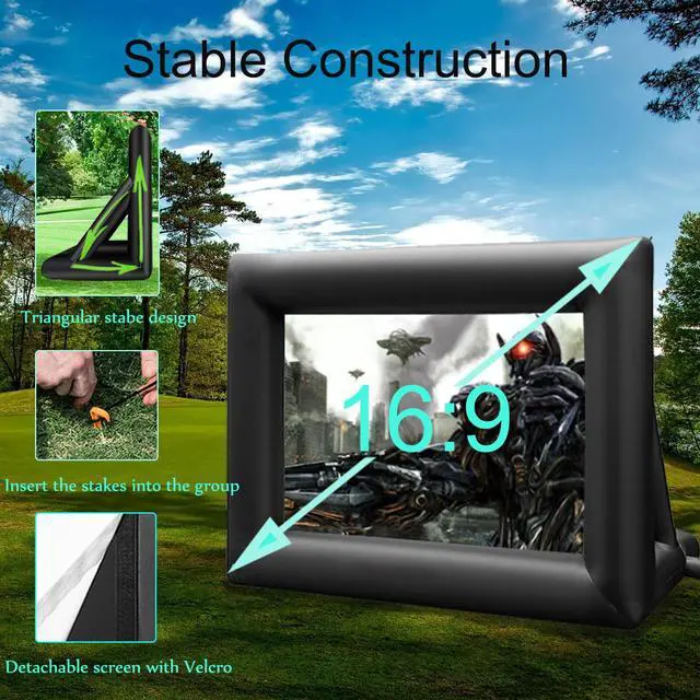 Alt view image 4 of 6 - 20 FT Inflatable Projector Movie Screen for Outside, Blow up Projector Screen Front/Rear Projection for Backyard Movie Night Outdoor Party