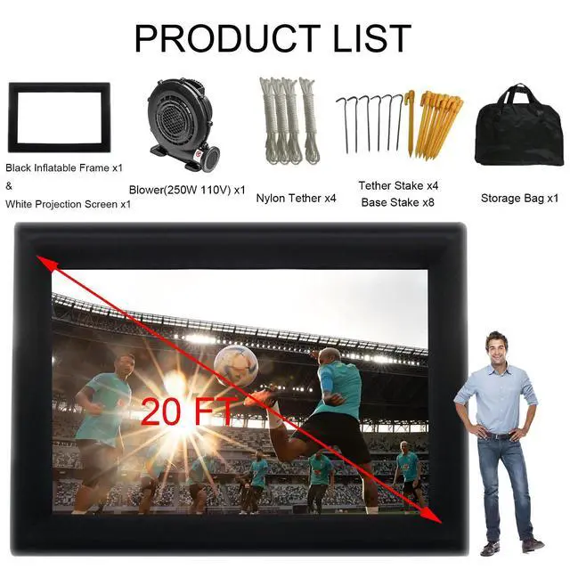 Alt view image 5 of 6 - 20 FT Inflatable Projector Movie Screen for Outside, Blow up Projector Screen Front/Rear Projection for Backyard Movie Night Outdoor Party