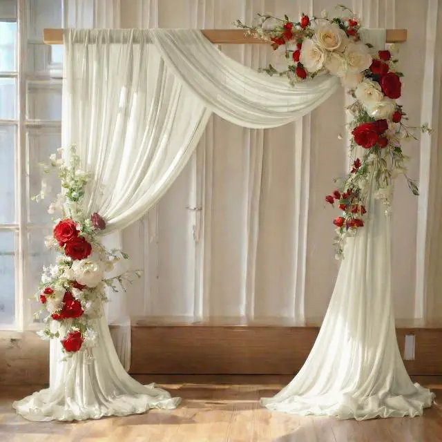 Main image of MDS Pack of 2 Wedding Arch Drape Panel (30" Width x 100ft Long) Sheer Chiffon Arbor Canopy Drapery Fabric for Wedding Ceremony Reception Decoration Party Ceiling Backdrop Curtain Swag - Ivory