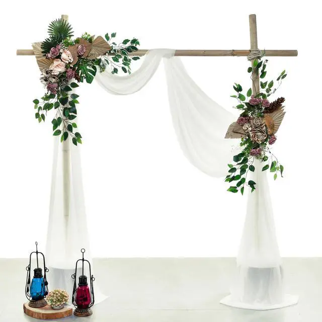 Alt view image 2 of 6 - MDS Pack of 2 Wedding Arch Drape Panel (30" Width x 100ft Long) Sheer Chiffon Arbor Canopy Drapery Fabric for Wedding Ceremony Reception Decoration Party Ceiling Backdrop Curtain Swag - Ivory