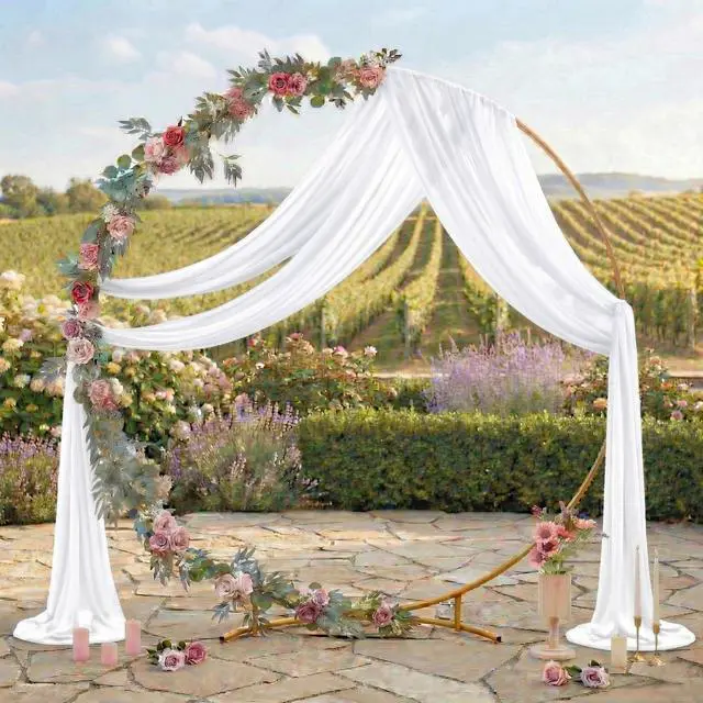 Alt view image 3 of 6 - MDS Pack of 2 Wedding Arch Drape Panel (30" Width x 100ft Long) Sheer Chiffon Arbor Canopy Drapery Fabric for Wedding Ceremony Reception Decoration Party Ceiling Backdrop Curtain Swag - White