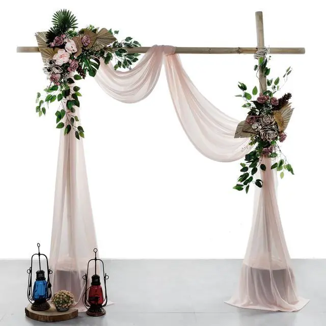 Alt view image 2 of 6 - Pack of 2 Wedding Arch Drape Panel (30" Width x 100ft Long) Sheer Chiffon Arbor Canopy Drapery Fabric for Wedding Ceremony Reception Decoration Party Ceiling Backdrop Curtain Swag - Nude