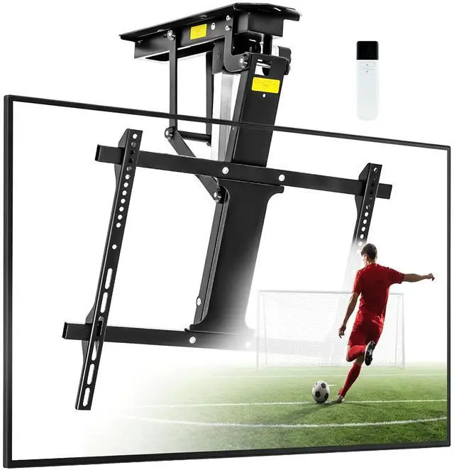 Main image of Electric Ceiling TV Mount with Remote, Motorized Drop Down TV Ceiling Mount for 3270 Inch Flat & Curved TVs, Up to 88 lbs, VESA 600x400, Fits Flat & Pitched Ceilings, Black