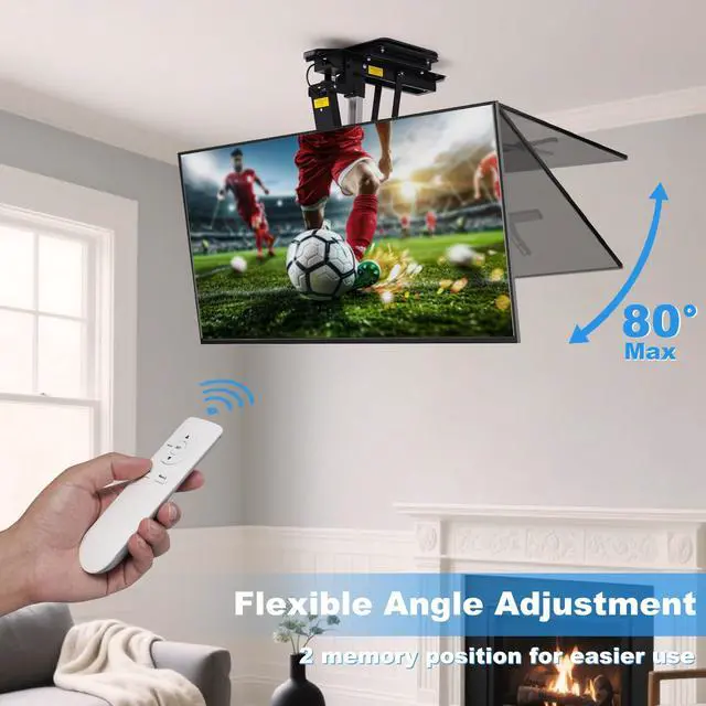 Alt view image 4 of 6 - 360° Manual Swivel Motorized Ceiling TV Mount with 80° Electric Flip Down, Remote & App Control, 110 lbs Heavy Duty for 3275 TVs, TV01.11(Flip Down + Swivel)