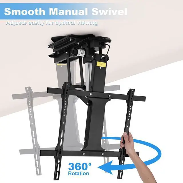 Alt view image 5 of 6 - 360° Manual Swivel Motorized Ceiling TV Mount with 80° Electric Flip Down, Remote & App Control, 110 lbs Heavy Duty for 3275 TVs, TV01.11(Flip Down + Swivel)