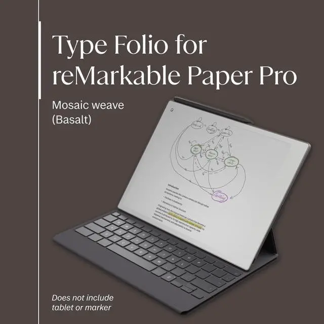 Alt view image 2 of 6 - Paper Pro - Mosaic Weave Type Folio Keyboard for Your 11.8'' Paper Pro Tablet (Tablet Not Included) - Basalt