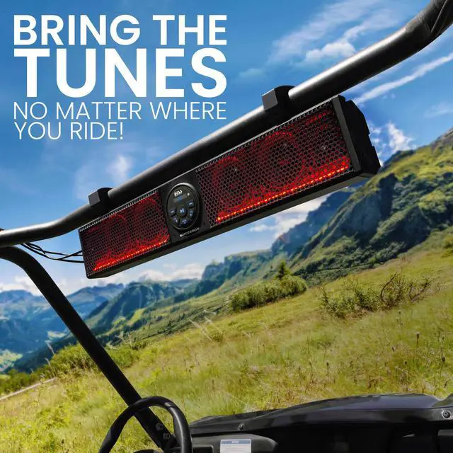 Alt view image 4 of 6 - BRT26RGB IPX5 Weatherproof Bluetooth ATV Sound Bar - 26 Inches Wide, 4 inch Speakers, Tweeters, Amplified, Multicolor Illumination