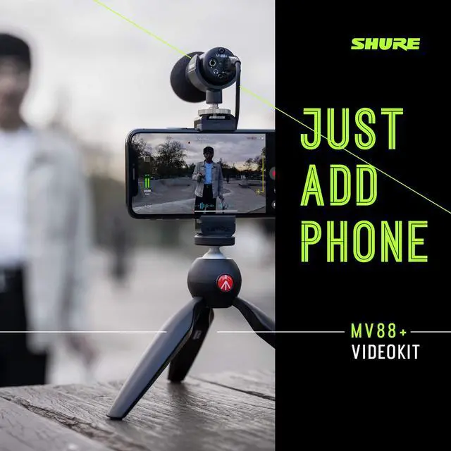 Alt view image 4 of 6 - MV88+ Video Kit Digital Stereo Condenser Microphone for iPhone, Android, Mac & PC - Portable Recording Mic with DSP Controls, Headphone Monitoring & Tripod, Black