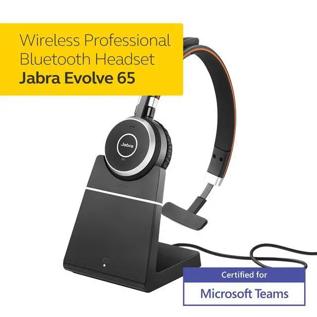 Alt view image 3 of 6 - Evolve 65 UC Wireless Headset, Mono Includes Link 370 USB Adapter Bluetooth Headset with Industry-Leading Wireless Performance, Passive Noise Cancellation, All Day Battery