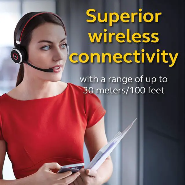 Alt view image 2 of 6 - Evolve 65 UC Wireless Headset, Stereo Includes Link 370 USB Adapter Bluetooth Headset with Industry-Leading Wireless Performance, Passive Noise Cancellation, All Day Battery, Stereo Speaker