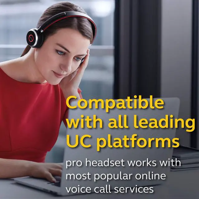 Alt view image 6 of 6 - Evolve 65 UC Wireless Headset, Stereo Includes Link 370 USB Adapter Bluetooth Headset with Industry-Leading Wireless Performance, Passive Noise Cancellation, All Day Battery, Stereo Speaker