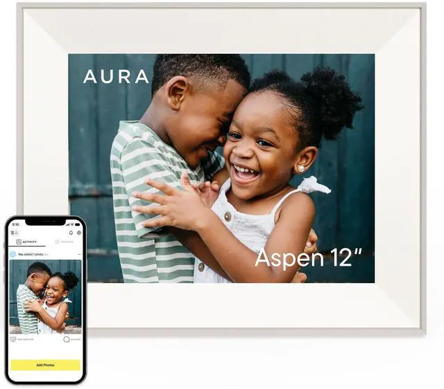 Main image of Aspen 12" Digital Picture Frame | Wirecutter's Best Digital Frame for Gifting | Send Photos Directly to Your Frame from Anywhere | Quick & Easy Setup Over WiFi | Free, Unlimited Storage - White