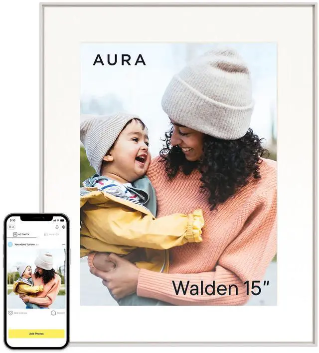 Main image of Walden 15" WiFi Digital Picture Frame | Wirecutter's Best Digital Frame for Gifting | Send Photos from Your Phone | Quick, Easy Setup in App | Free Unlimited Storage | White Clay