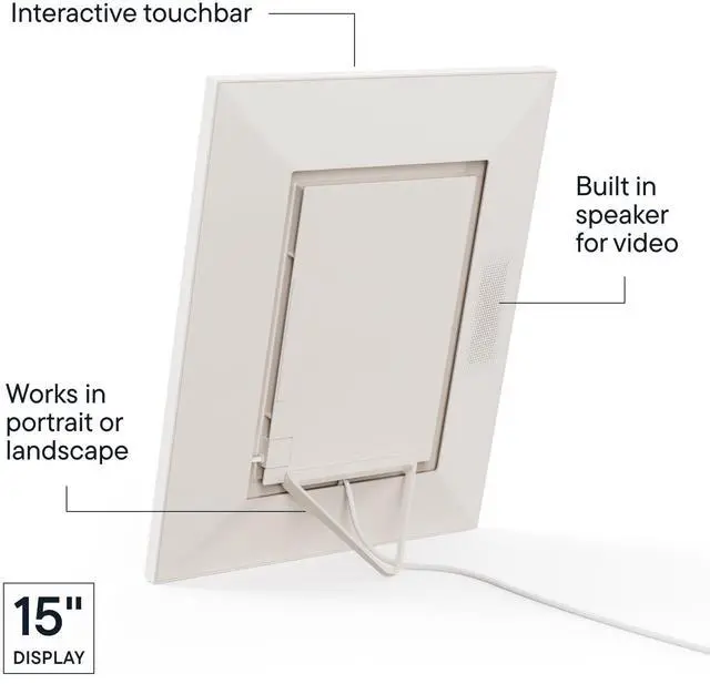 Alt view image 5 of 6 - Walden 15" WiFi Digital Picture Frame | Wirecutter's Best Digital Frame for Gifting | Send Photos from Your Phone | Quick, Easy Setup in App | Free Unlimited Storage | White Clay