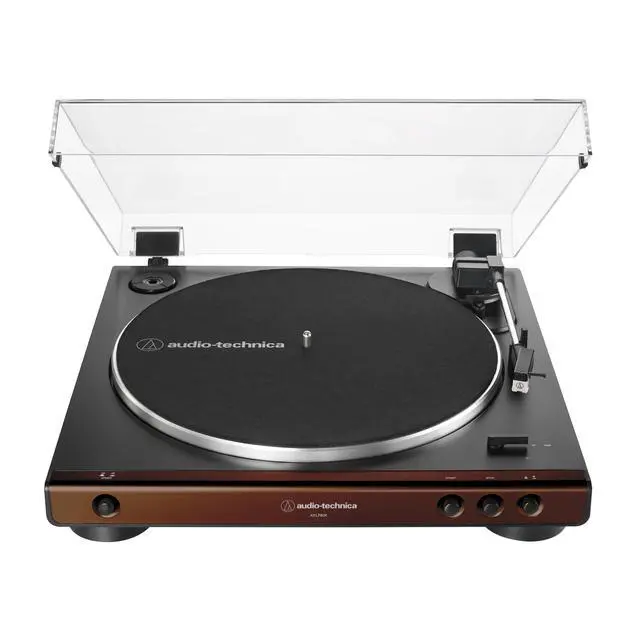 Alt view image 3 of 4 - At-LP60X-BW Fully Automatic Belt-Drive Stereo Turntable, Hi-Fi, 2 Speed, Dust Cover, Anti-Resonance, Die-Cast Aluminum Platter Brown