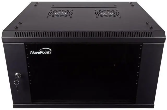 Main image of 6U Server Cabinet Wall Mount Rack Enclosure Includes 2 Fans, Locking Glass Door, Removable Side Panels 6U Network Cabinet 17.7 Deep, 19 Inch Server Rack for IT and A/V Equipment