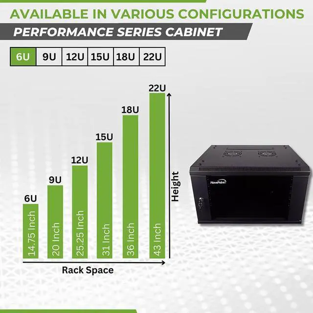 Alt view image 3 of 6 - 6U Server Cabinet Wall Mount Rack Enclosure Includes 2 Fans, Locking Glass Door, Removable Side Panels 6U Network Cabinet 17.7 Deep, 19 Inch Server Rack for IT and A/V Equipment