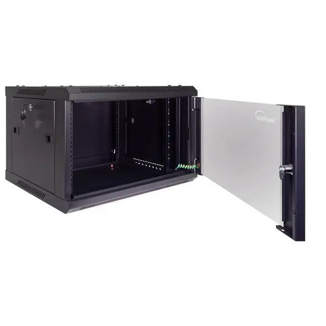 Alt view image 6 of 6 - 6U Server Cabinet Wall Mount Rack Enclosure Includes 2 Fans, Locking Glass Door, Removable Side Panels 6U Network Cabinet 17.7 Deep, 19 Inch Server Rack for IT and A/V Equipment