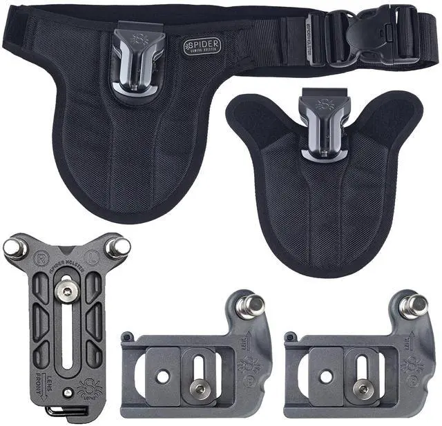 Main image of SpiderPro Mirrorless Dual Camera System v2 for Carrying TWO Professional Cameras and Heavy Gear Featuring Belt with Built-In Self-Locking Camera Holsters for Quick-Draw Camera Access
