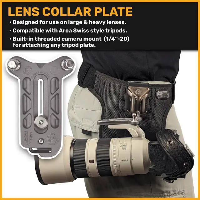 Alt view image 6 of 6 - SpiderPro DSLR Dual Camera System v2 for Carrying TWO Professional Cameras and Heavy Gear Featuring Belt with Dual Self-Locking Camera Holsters for Secure Quick-Draw Camera Access