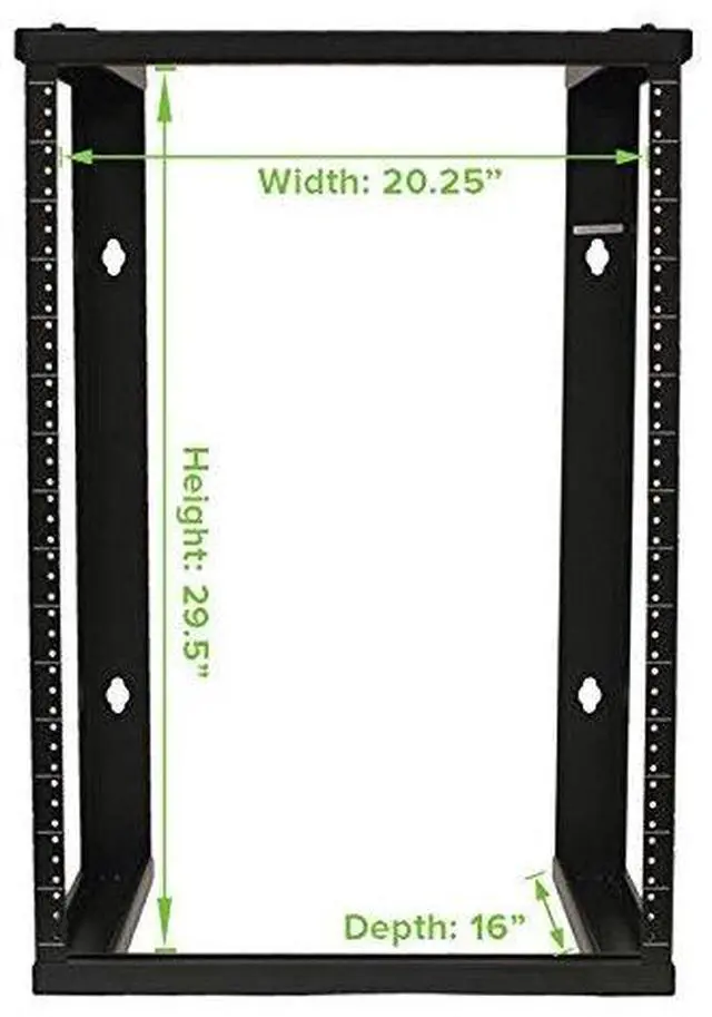 Alt view image 5 of 6 - 15U Wall Mount Rack - Server Rack for 19 Inch IT Equipment Open Frame Rack Network Rack for AV & Server Equipment 16 Deep Rack, Black