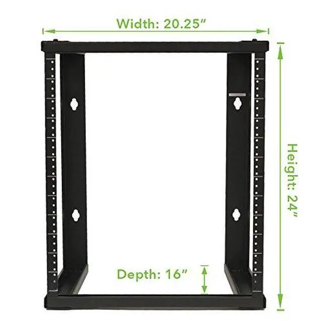 Alt view image 5 of 6 - 12U Wall Mount Rack - Server Rack for 19 Inch IT Equipment Open Frame Rack Network Rack for AV & Server Equipment 16 Deep Rack, Black