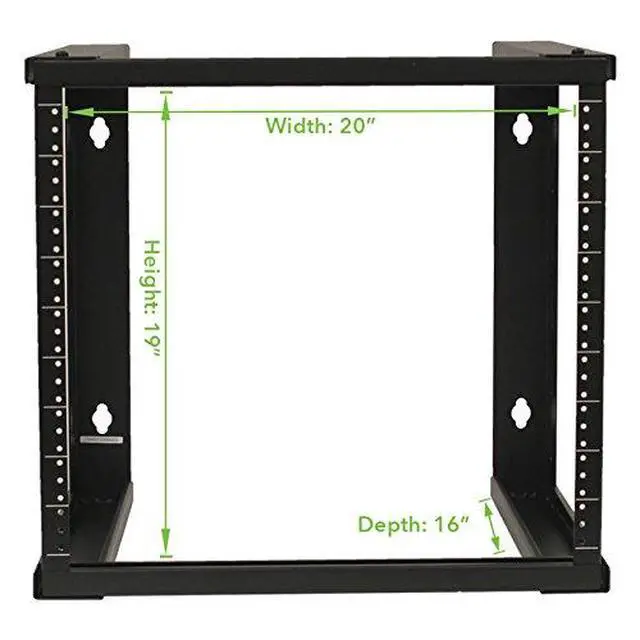 Alt view image 5 of 6 - 9U Wall Mount Rack - Server Rack for 19 Inch IT Equipment Open Frame Rack Network Rack for AV & Server Equipment 16 Deep Rack, Black
