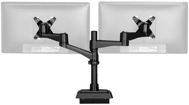 Main image of Dual Monitor Arm 180 Degree - VESA Compatible Mount w/ 180 Degree Adjustment - Monitors up to 27 inches, 19.8 lbs - Double Arms for Compact Spaces - Computer Monitor Stand for Home or Office