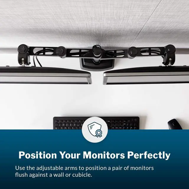 Alt view image 5 of 6 - Dual Monitor Arm 180 Degree - VESA Compatible Mount w/ 180 Degree Adjustment - Monitors up to 27 inches, 19.8 lbs - Double Arms for Compact Spaces - Computer Monitor Stand for Home or Office