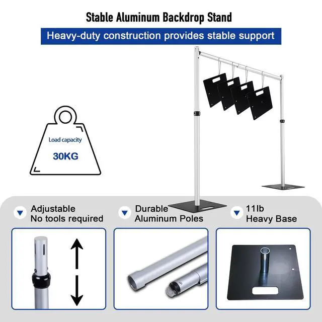 Alt view image 6 of 6 - Double Backdrop Stand Heavy Duty,10x10ft Double Crossbar Pipe and Drape Stand, Adjustable Aluminium Flower Wall Backdrop, Back Drop Stand for Party Event, Trade Shows & Wedding Decor