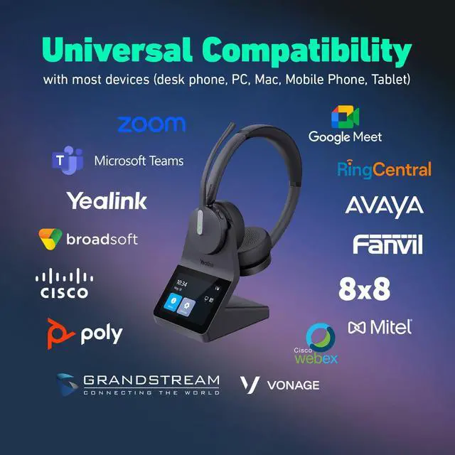 Alt view image 5 of 6 - HA64 Pro Dual Wireless Office Headset with Mic for Work, DECT & Bluetooth Computer and Desk Phone Headset, Microsoft Teams & Zoom Certified, Noise Cancelling