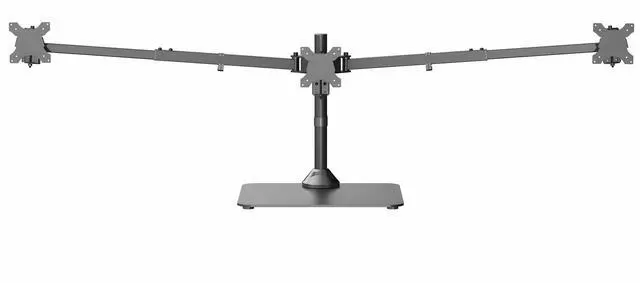 Main image of Premium Freestanding Triple Monitor Desk Mount for 3 Screens up to 22 lbs, Fits up to 38 inch Ultrawides on Center Bracket, Adjustable Telescoping Arms, Flush Wall Setup, Black, STAND-TS03F