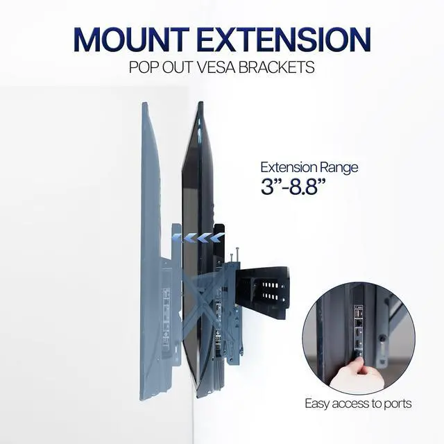 Alt view image 4 of 6 - Pop-Out Steel Video Wall Mounts, Fits 2 TV Screens 37 to 90 inches, Wide VESA Range and Screen Leveling, Holds up to 154 lbs per TV, 2 Mounts, Black, MOUNT-VW90-2