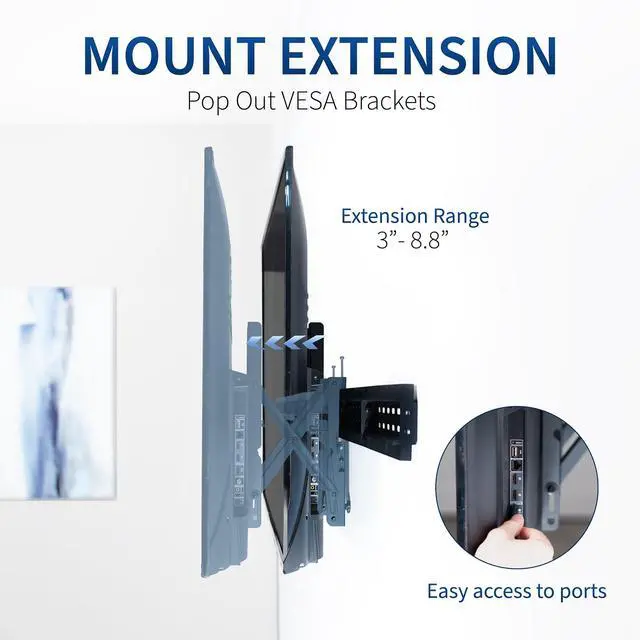 Alt view image 4 of 6 - Pop-Out Steel 1x2 Video Wall Mount, Fits 2 TV Screens 37 to 65 inches, Wide VESA Range and Screen Leveling, Holds up to 308 lbs, Black, MOUNT-VW65-2