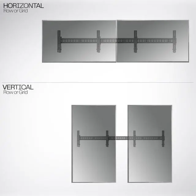 Alt view image 6 of 6 - Pop-Out Steel 1x2 Video Wall Mount, Fits 2 TV Screens 37 to 65 inches, Wide VESA Range and Screen Leveling, Holds up to 308 lbs, Black, MOUNT-VW65-2