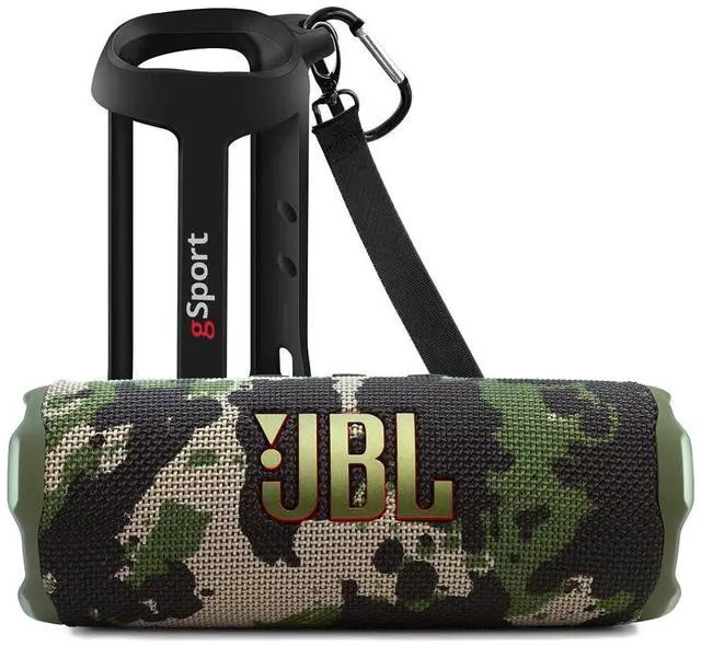 Main image of FLIP 7 Waterproof Portable Speaker Bundle with gSport Silicone Sleeve (Camo)