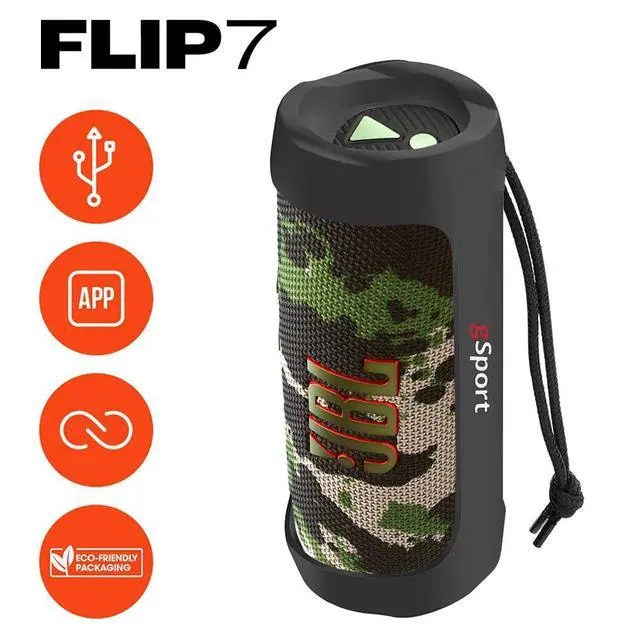 Alt view image 2 of 6 - FLIP 7 Waterproof Portable Speaker Bundle with gSport Silicone Sleeve (Camo)