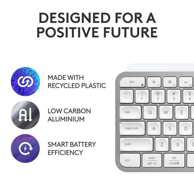 Alt view image 5 of 6 - MX Keys S Wireless Keyboard, Low Profile, Fluid Precise Quiet Typing, Programmable Keys, Backlighting, Bluetooth, USB C Rechargeable, for Windows PC, Linux, Chrome, Mac - Pale Grey