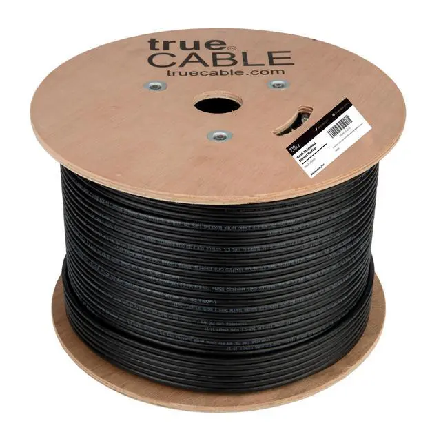 Alt view image 3 of 6 - Cat6 Direct Burial Bulk Ethernet Cable, Shielded F/UTP, 1000ft, Black, 23AWG Solid Bare Copper, Heavy Duty Outdoor OSP Jacket, Waterproof, UV Resistant, 550MHz, PoE++ 100W (4PPoE)
