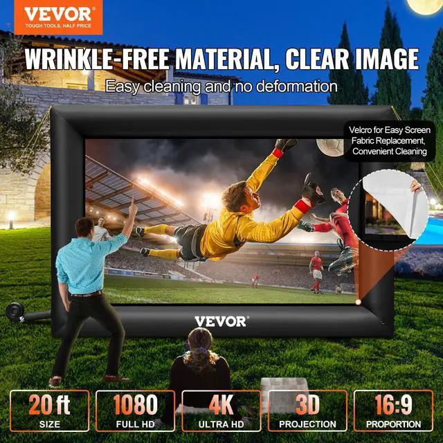 Alt view image 2 of 6 - Inflatable Movie Screen 20FT Inflatable Projector Screen for outside with 350W Air Blower Inflatable Screen Oxford Fabric Material Blow Up Screen for Outdoor Movie Supports Front/Rear Projection