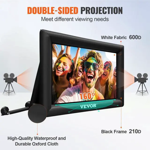 Alt view image 4 of 6 - Inflatable Movie Screen 20FT Inflatable Projector Screen for outside with 350W Air Blower Inflatable Screen Oxford Fabric Material Blow Up Screen for Outdoor Movie Supports Front/Rear Projection