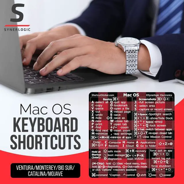 Alt view image 2 of 4 - (100pcs) Mac OS Shortcuts Sticker for Air/Pro | Keyboard Stickers for macOS | Laminated Vinyl MacBook Cheatsheet | MacBook Shortcuts 2026 (Buffalo Plaid/100pk)