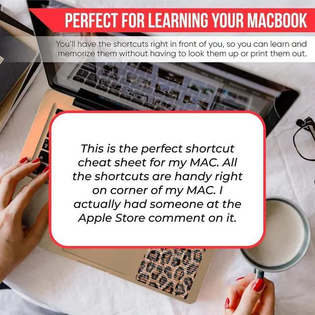 Alt view image 4 of 4 - (100pcs) Mac OS Shortcuts Sticker for Air/Pro | Keyboard Stickers for macOS | Laminated Vinyl MacBook Cheatsheet | MacBook Shortcuts 2026 (Leopard/100pk)