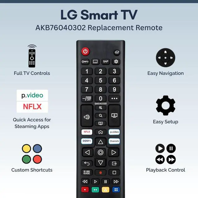 Alt view image 2 of 4 - 2 Pack AKB76040302 LG TV Remote Control Replacement for Smart TV - Easy Setup Remote, Streaming Shortcuts - Works with LG 4K, UHD, LED, OLED Smart HDTV Models (AKB75095307, AKB74915305, AKB75855501)