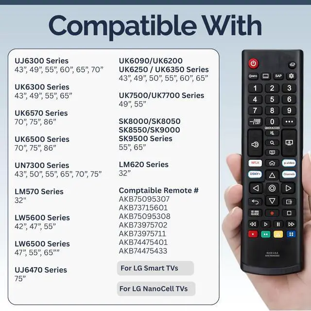 Alt view image 4 of 4 - 2 Pack AKB76040302 LG TV Remote Control Replacement for Smart TV - Easy Setup Remote, Streaming Shortcuts - Works with LG 4K, UHD, LED, OLED Smart HDTV Models (AKB75095307, AKB74915305, AKB75855501)