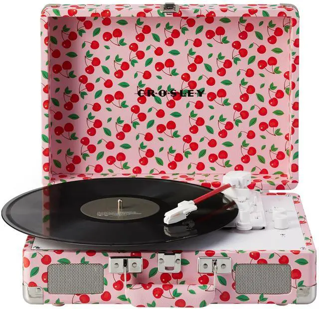 Main image of CR8005F-RC Cruiser Plus Vintage 3-Speed Bluetooth in/Out Suitcase Vinyl Record Player Turntable with Built-in Speakers, Retro Cherry