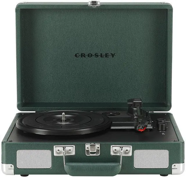 Main image of CR8005F-EM Cruiser Plus Vintage 3-Speed Bluetooth in/Out Suitcase Vinyl Record Player Turntable, Dark Emerald