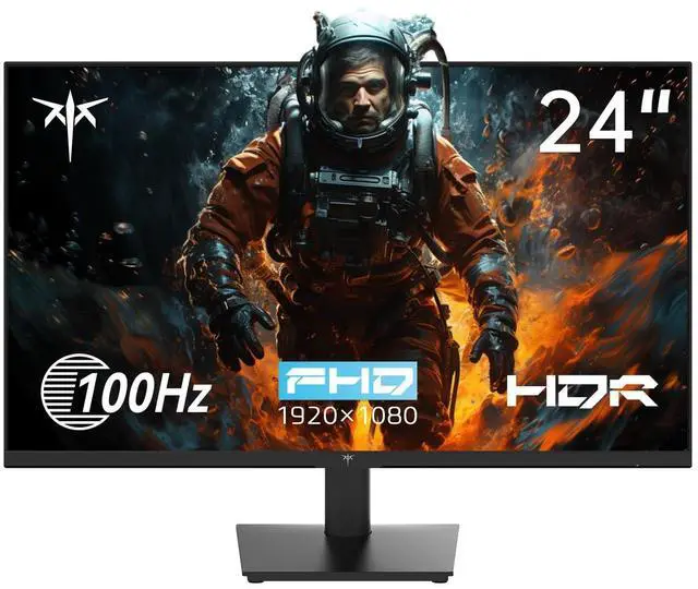 Main image of 24 Inch 1080P Full HD Computer Monitor, 100Hz HDR10 Frameless Gaming Monitor with Freesync, HDMI & VGA Ports PC Monitor for Working, VESA, Tilt Adjustable, Eye Care
